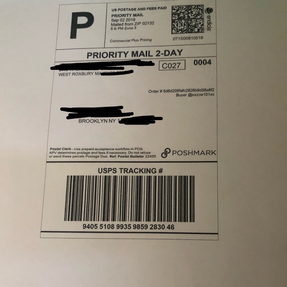PROOF OF SHIPPING for the Kirigami Sale  on 9/2/19